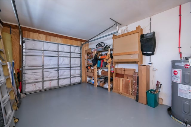 garage featuring electric water heater