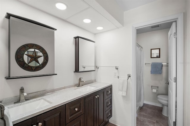 26290 Rampart Blvd Unit D, Punta Gorda, FL 33983 - bathroom with double vanity, a shower with curtain, and recessed lighting