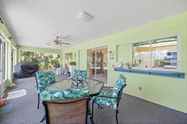 4461 La France Ave, North Port, FL 34286 - sunroom / solarium with outdoor dining area, ceiling fan, and french doors
