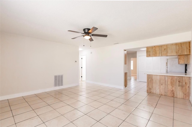 1665 Florence Ave Unit B, Englewood, FL 34223 - unfurnished living room with baseboards, visible vents, ceiling fan, and light tile patterned flooring