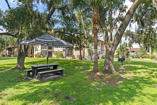 view of community featuring a lawn