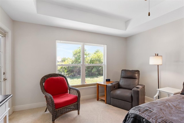27147 Guapore Dr, Punta Gorda, FL 33983 - bedroom with a raised ceiling, baseboards, multiple windows, and light colored carpet