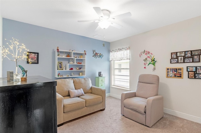 27147 Guapore Dr, Punta Gorda, FL 33983 - living area with ceiling fan, baseboards, and carpet flooring
