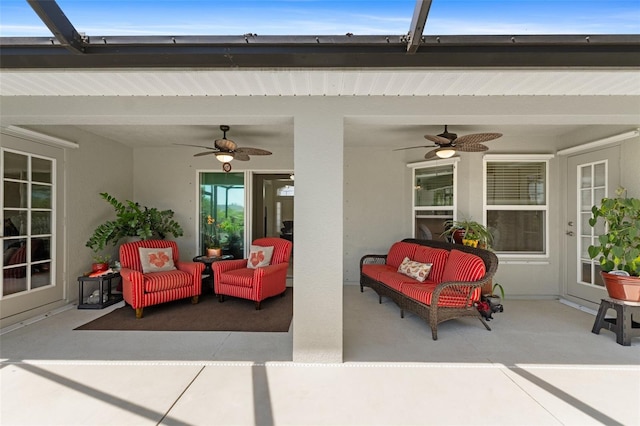 27147 Guapore Dr, Punta Gorda, FL 33983 - view of patio / terrace with an outdoor living space and a ceiling fan
