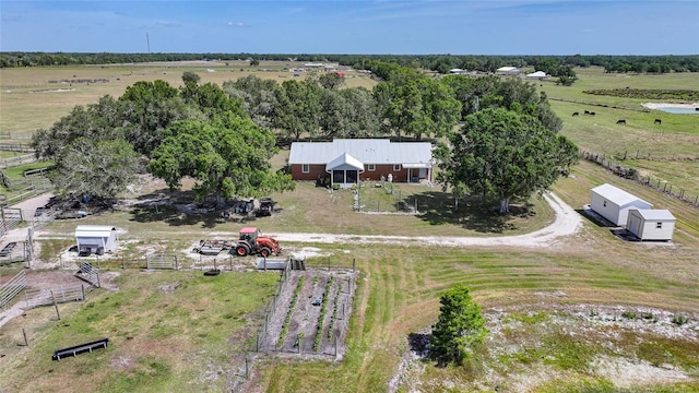 drone / aerial view with a rural view