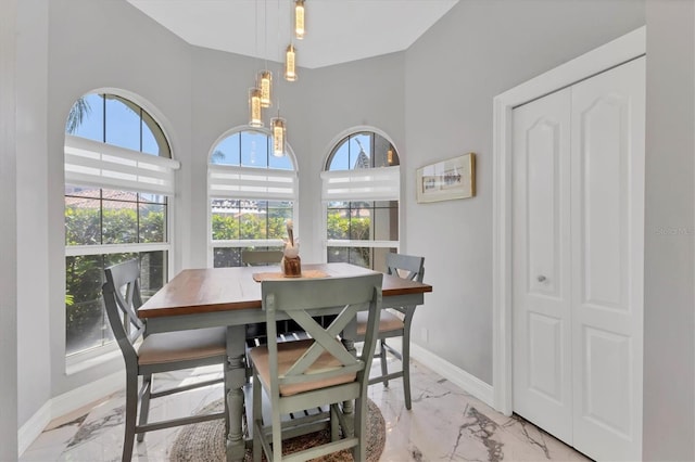 303 11th Ave E, Palmetto, FL 34221 - dining area with light marble finish flooring and baseboards