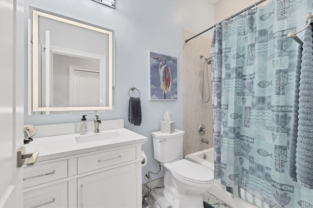 303 11th Ave E, Palmetto, FL 34221 - full bathroom featuring toilet, vanity, and shower / bath combo with shower curtain