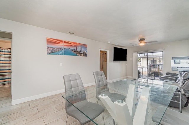 4516 Santa Barbara Blvd Unit 1, Cape Coral, FL 33914 - dining space featuring visible vents, baseboards, and ceiling fan