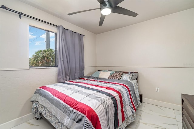 4516 Santa Barbara Blvd Unit 1, Cape Coral, FL 33914 - bedroom with marble finish floor, baseboards, and a ceiling fan