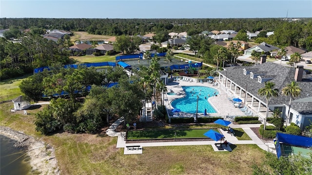 aerial view with a residential view