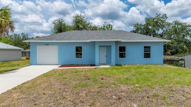 21480 Eldred Ave, Port Charlotte, FL 33952 - ranch-style home featuring a garage, stucco siding, driveway, and a shingled roof
