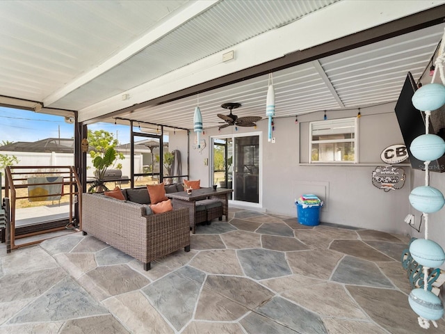 6531 Marius Rd, North Port, FL 34287 - view of patio / terrace with an outdoor hangout area and a ceiling fan