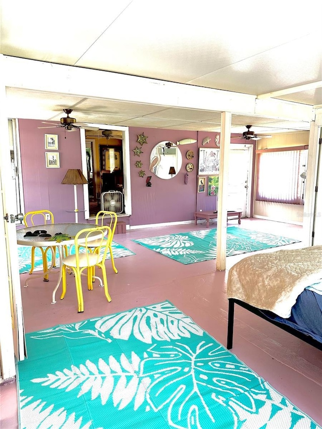 exterior space with a ceiling fan