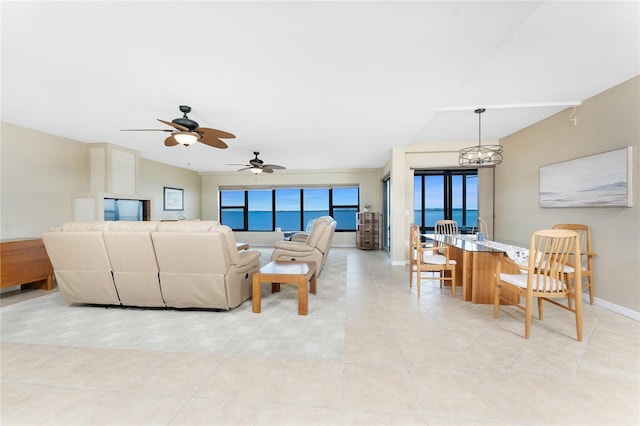 1750 Jamaica Way Unit 312, Punta Gorda, FL 33950 - living area featuring baseboards, ceiling fan, and light tile patterned floors