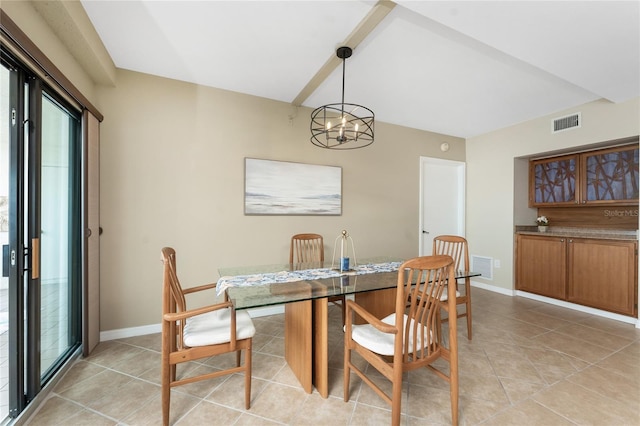 1750 Jamaica Way Unit 312, Punta Gorda, FL 33950 - dining room featuring visible vents, baseboards, a notable chandelier, and light tile patterned floors