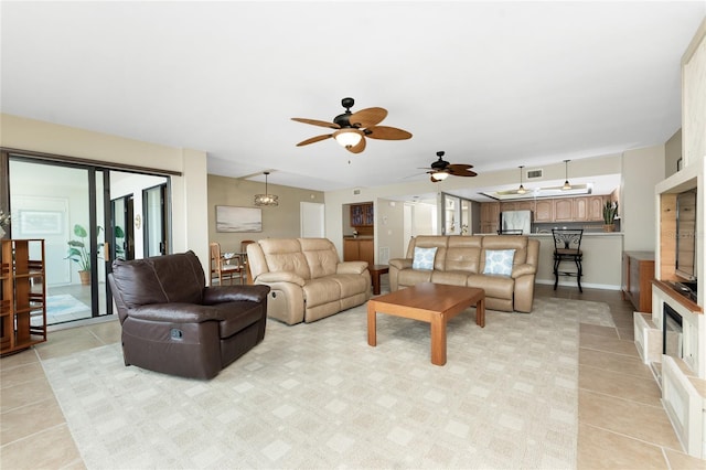 1750 Jamaica Way Unit 312, Punta Gorda, FL 33950 - living room with a ceiling fan, light tile patterned flooring, and visible vents