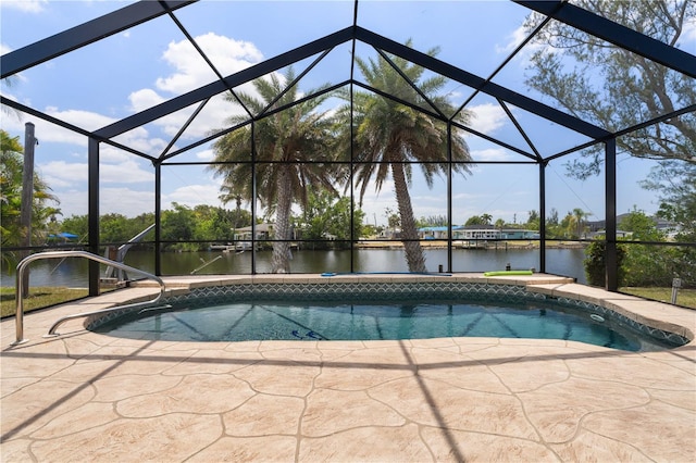 453 Carolyn Ln, Punta Gorda, FL 33950 - outdoor pool with a water view, a lanai, and a patio area
