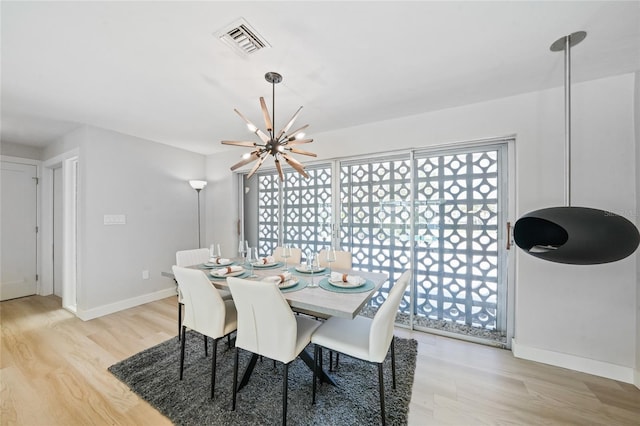 48 Hibiscus Dr, Punta Gorda, FL 33950 - dining room with a notable chandelier, light wood finished floors, visible vents, and baseboards