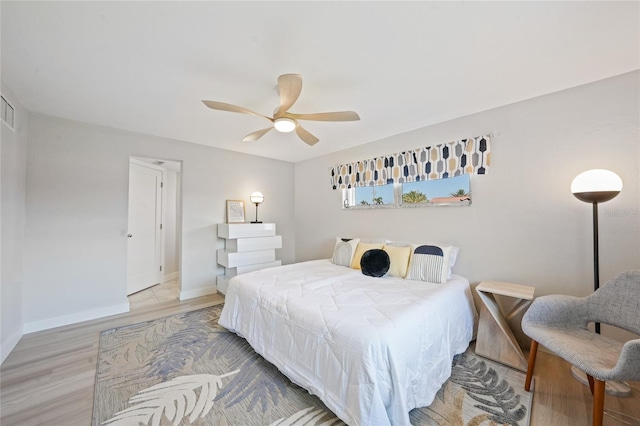 48 Hibiscus Dr, Punta Gorda, FL 33950 - bedroom featuring light wood finished floors, a ceiling fan, visible vents, and baseboards