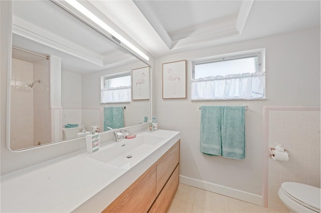 48 Hibiscus Dr, Punta Gorda, FL 33950 - full bathroom with toilet, tile patterned flooring, vanity, and a tray ceiling