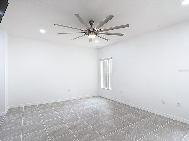 3514 Yacht Club Ct, Kissimmee, FL 34746 - tiled empty room featuring a ceiling fan, recessed lighting, and baseboards