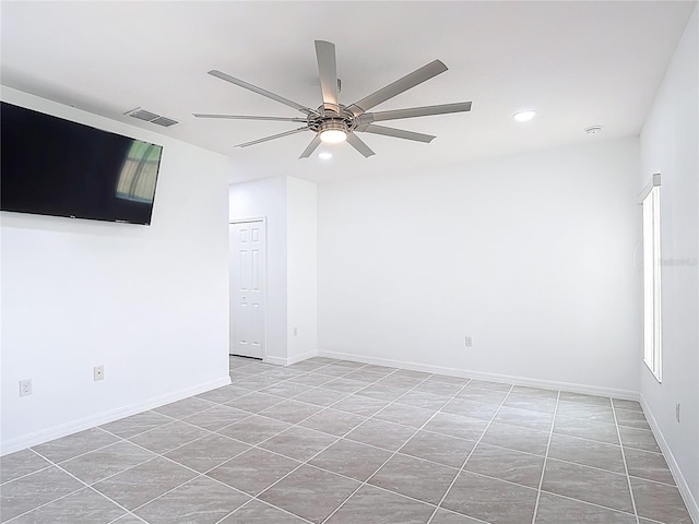 3514 Yacht Club Ct, Kissimmee, FL 34746 - tiled spare room with visible vents, ceiling fan, recessed lighting, and baseboards