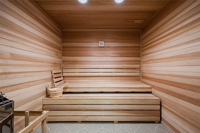 view of sauna with recessed lighting