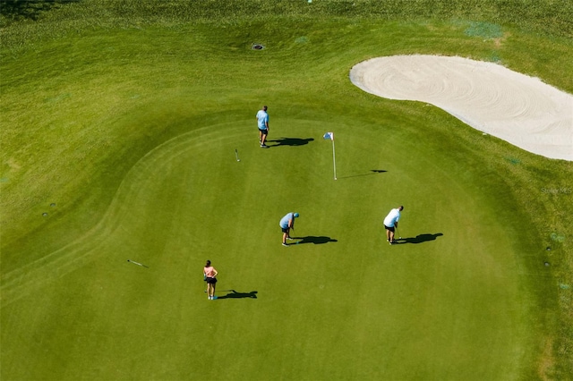 drone / aerial view featuring golf course view