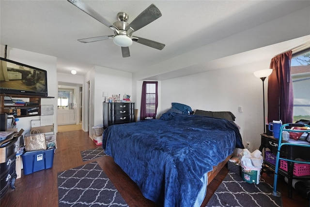 2751 S Cranberry Blvd, North Port, FL 34286 - bedroom with wood finished floors and ceiling fan