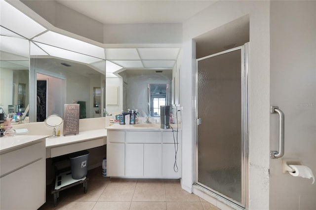 2751 S Cranberry Blvd, North Port, FL 34286 - full bath featuring a stall shower, tile patterned floors, and vanity