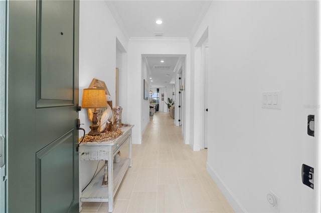 15830 Appalachian Dr, Punta Gorda, FL 33982 - hall with crown molding, recessed lighting, baseboards, light tile patterned floors, and visible vents