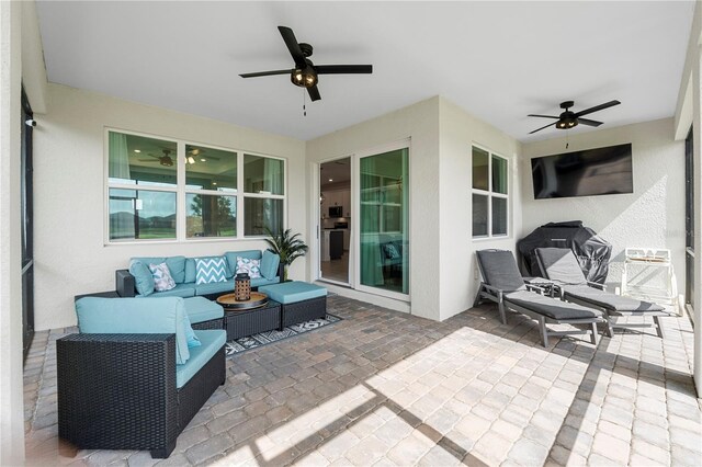 15830 Appalachian Dr, Punta Gorda, FL 33982 - view of patio / terrace with an outdoor hangout area and a ceiling fan