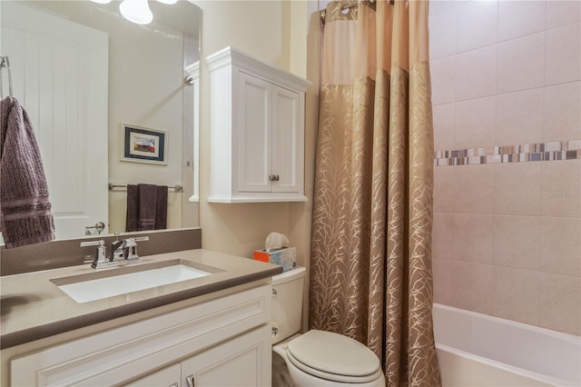 1745 Hyssop Loop, North Port, FL 34289 - bathroom with toilet, vanity, and shower / tub combo with curtain