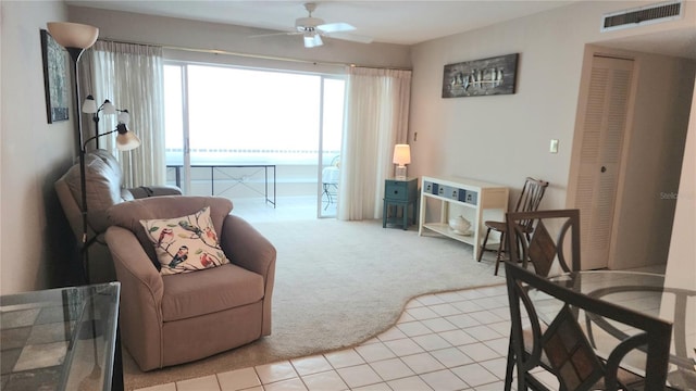21300 Brinson Ave Unit 201, Port Charlotte, FL 33952 - sitting room featuring a ceiling fan, light colored carpet, and visible vents
