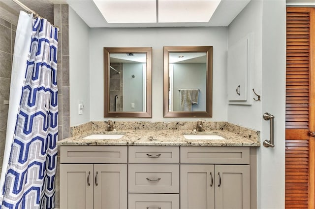 80 Hibiscus Dr, Punta Gorda, FL 33950 - bathroom with double vanity and a shower with shower curtain