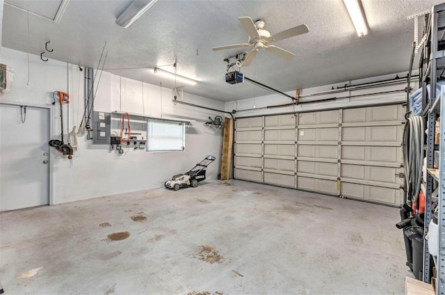 80 Hibiscus Dr, Punta Gorda, FL 33950 - garage with ceiling fan, electric panel, and a garage door opener