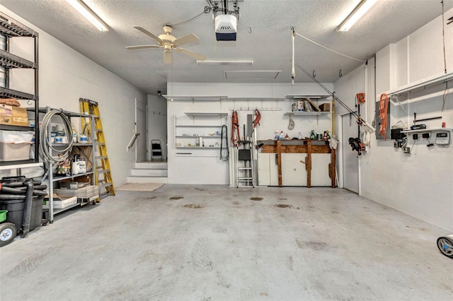80 Hibiscus Dr, Punta Gorda, FL 33950 - garage featuring a garage door opener and ceiling fan