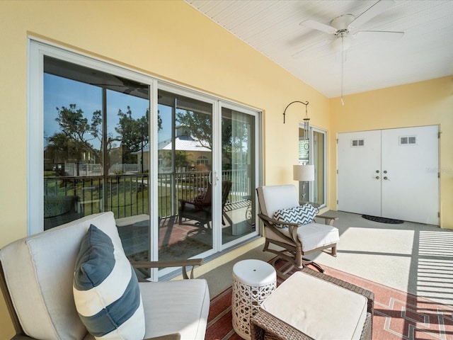 view of patio / terrace with visible vents and a ceiling fan