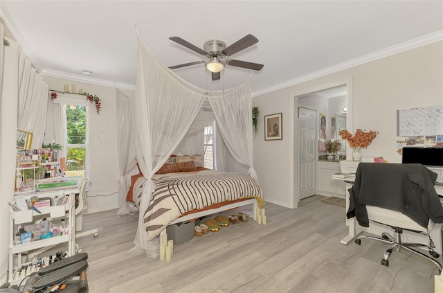 4129 Palisades Ave, North Port, FL 34287 - bedroom with crown molding, baseboards, and light wood-type flooring