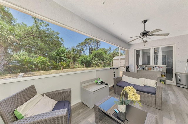 4129 Palisades Ave, North Port, FL 34287 - sunroom / solarium featuring an outdoor living space and a ceiling fan