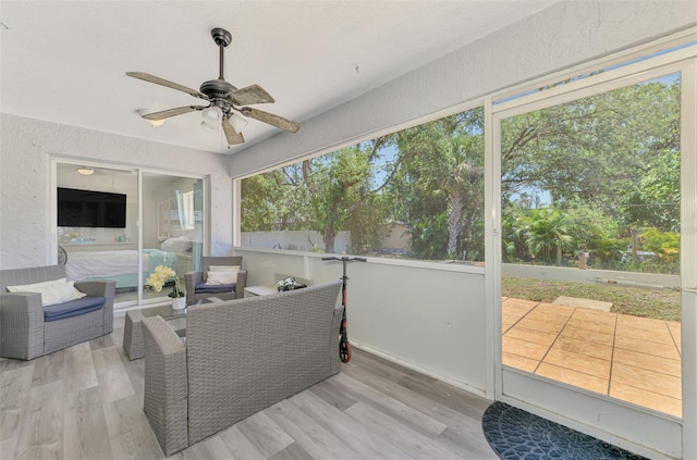 4129 Palisades Ave, North Port, FL 34287 - sunroom featuring ceiling fan and an outdoor hangout area