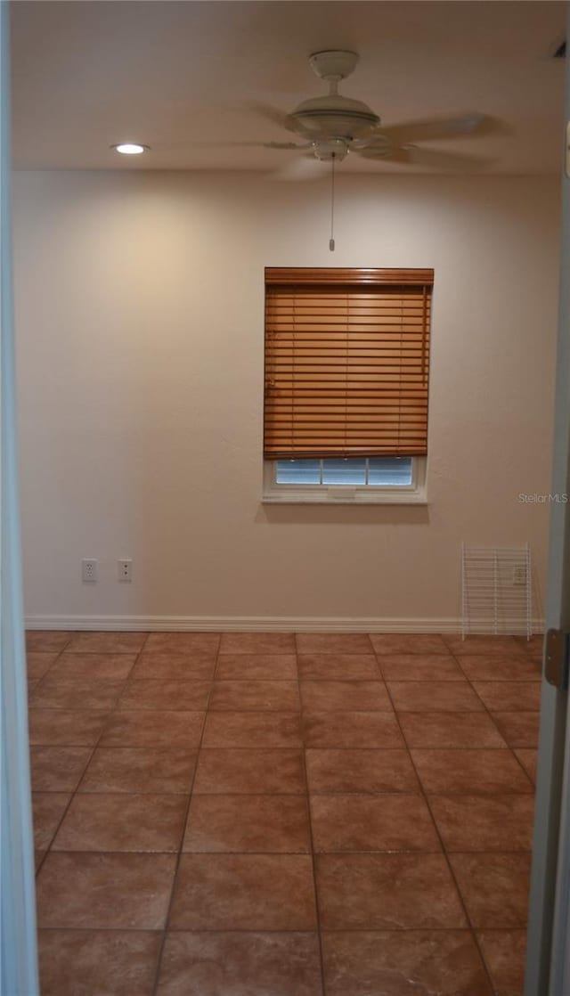1118 NW 17th St, Cape Coral, FL 33993 - tiled spare room with visible vents, recessed lighting, baseboards, and ceiling fan