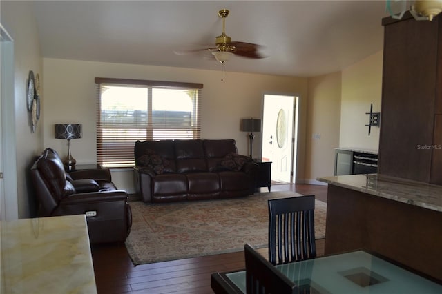 1118 NW 17th St, Cape Coral, FL 33993 - living room with ceiling fan and wood finished floors