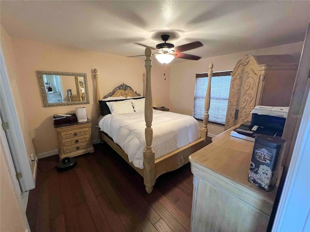 1118 NW 17th St, Cape Coral, FL 33993 - bedroom featuring baseboards, dark wood-style flooring, and ceiling fan