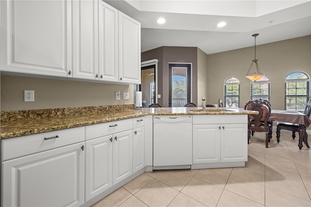 95 Vivante Blvd # 9524, Punta Gorda, FL 33950 - kitchen featuring white cabinets, a peninsula, recessed lighting, and dishwasher