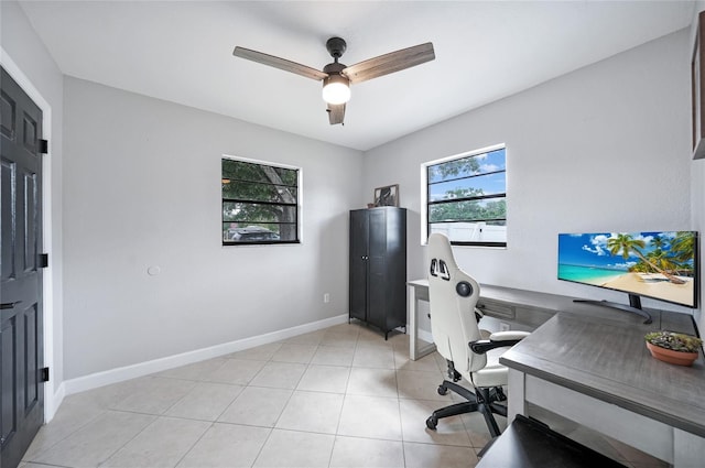 1741 NE Trisha Dr, Arcadia, FL 34266 - office space with a ceiling fan, baseboards, and light tile patterned flooring