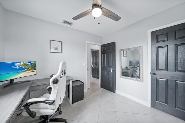 1741 NE Trisha Dr, Arcadia, FL 34266 - office space with a ceiling fan, light tile patterned floors, and baseboards