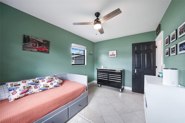1741 NE Trisha Dr, Arcadia, FL 34266 - bedroom featuring light tile patterned floors, baseboards, and ceiling fan