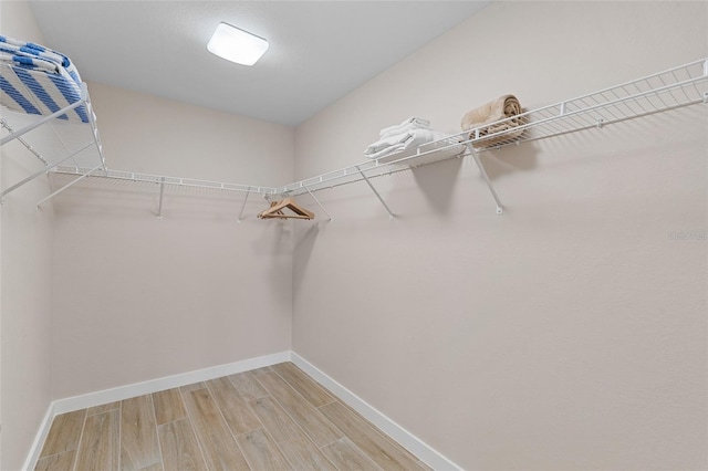 walk in closet featuring light wood finished floors