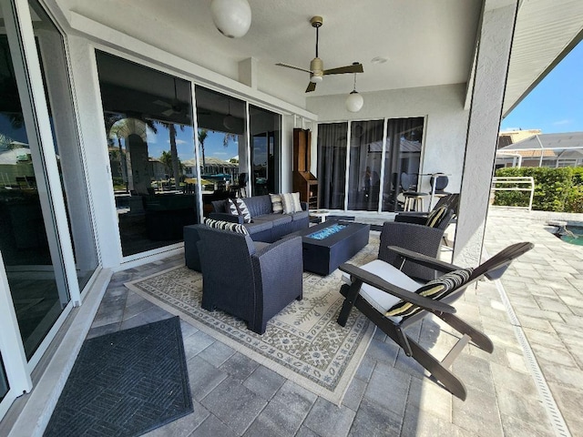 3520 Caya Largo Ct, Punta Gorda, FL 33950 - view of patio / terrace with an outdoor living space and a ceiling fan